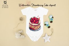 Watercolor Strawberry Cake clipart, Mug Sublimation Design Product Image 9