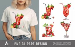 Watercolor Strawberry Cocktail Clipart Product Image 1