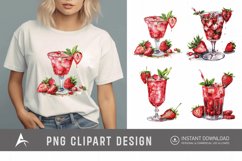 Watercolor Strawberry Cocktail Clipart Product Image 1