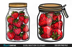 Watercolor Strawberry In Jar Artwork Clipart Product Image 1
