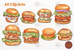 Watercolor Style Hamburger Fast Food Illustration 02