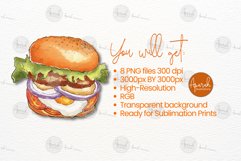 Watercolor Style Hamburger Fast Food Illustration 04