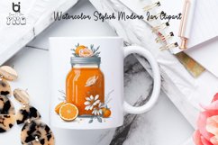 Watercolor Stylish Modern Jar Clipart, Mug Sublimation PNG Product Image 4