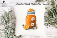 Watercolor Stylish Modern Jar Clipart, Mug Sublimation PNG Product Image 9