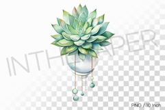 Ceramic Hanging Pot Teal Succulent Pot PNG Plant Clipart Product Image 1