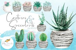 Watercolor Succulent Clipart Set In Pots| Cactus Clipart Png Product Image 1