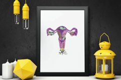 Watercolour Women womb, cervix, vagina, ovary flower design. Product Image 5