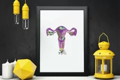 Watercolour Women womb, cervix, vagina, ovary flower design. Product Image 5