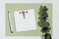 Watercolour Women womb, cervix, vagina, ovary flower design. Product Image 3