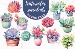 Watercolor Succulents | 50 PNG files Product Image 1