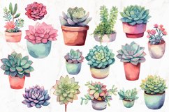 Watercolor Succulents | 50 PNG files Product Image 3