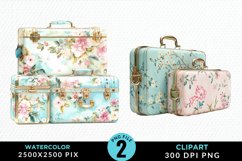 Watercolor Suitcases Illustration PNG Clipart Product Image 1
