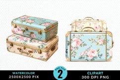Watercolor Suitcases Illustration PNG Clipart Product Image 1