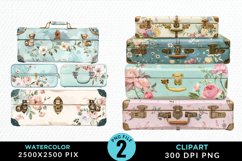 Watercolor Suitcases Illustration PNG Clipart Product Image 1