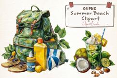 Watercolor Summer Beach Clipart Product Image 1