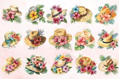 Watercolor Summer Beach floral hat Clipart Bundle Product Image 3