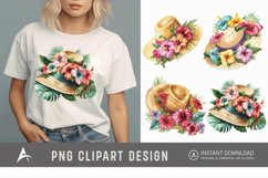Watercolor Summer Beach floral hat Clipart Product Image 1