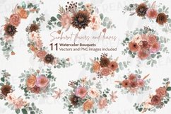 Sunburnt summer color flowers and eucalyptus bouquets design Product Image 1