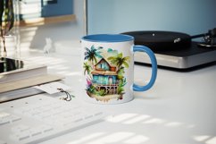 Watercolor bungalow mug, cup wrap sublimation design png Product Image 4