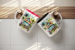 Watercolor bungalow mug, cup wrap sublimation design png Product Image 5