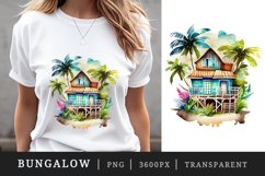 Watercolor bungalow t-shirt sublimation printable design png Product Image 1
