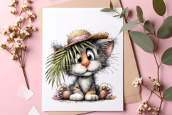 Watercolor summer cats clipart Product Image 2