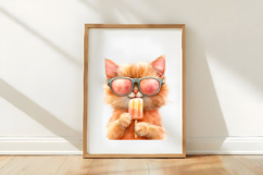 Watercolor Summer Cats Clipart Product Image 3