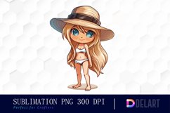 Summer Chibi Watercolor Clipart Product Image 1