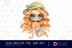 Summer Chibi Watercolor Clipart Product Image 1