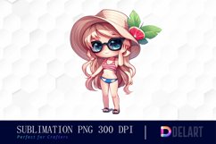 Summer Chibi Watercolor Clipart Product Image 1