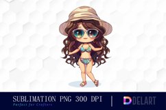Summer Chibi Watercolor Clipart Product Image 1