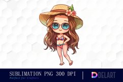 Summer Chibi Watercolor Clipart Product Image 1