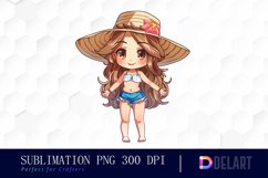 Summer Chibi Watercolor Clipart Product Image 1