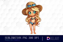 Summer Chibi Watercolor Clipart Product Image 1