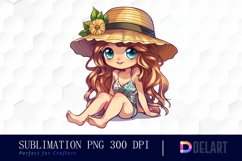 Summer Chibi Watercolor Clipart Product Image 1