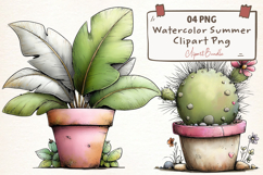 Watercolor Summer Clipart Png Product Image 1