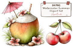 Watercolor Summer Clipart Sublimation Product Image 1
