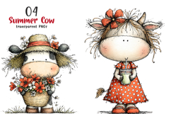 Watercolor Summer Cow Clipart Product Image 1