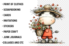 Watercolor Summer Cow Clipart Product Image 2