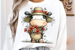 Watercolor Summer Cow Clipart Product Image 3