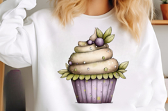 Watercolor Summer Cupcake Clipart Product Image 2