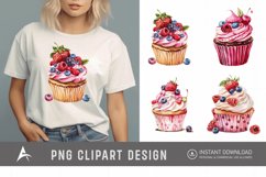 Watercolor Summer Cupcake Clipart Product Image 1