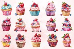 Watercolor Summer Cupcake Clipart Bundle Product Image 3