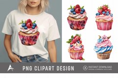 Watercolor Summer Cupcake Clipart Product Image 1