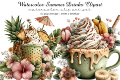 Watercolor Summer Drinks Clipart Product Image 1