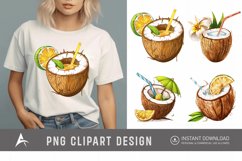 Watercolor Summer Element Coconut Drink Clipart Product Image 1