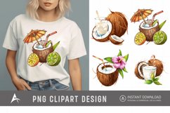 Watercolor Summer Element Coconut Drink Clipart Product Image 1