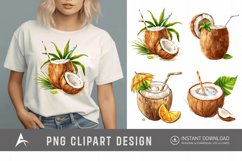 Watercolor Summer Element Coconut Drink Clipart Product Image 1
