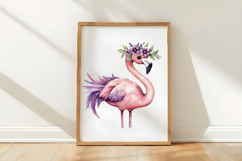 Watercolor Summer Flamingo Clipart Product Image 3