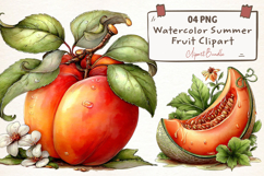 Watercolor Summer Fruit Clipart Png Product Image 1
